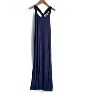 Athleta Hermosa racerback long maxi dress Navy with black straps size small